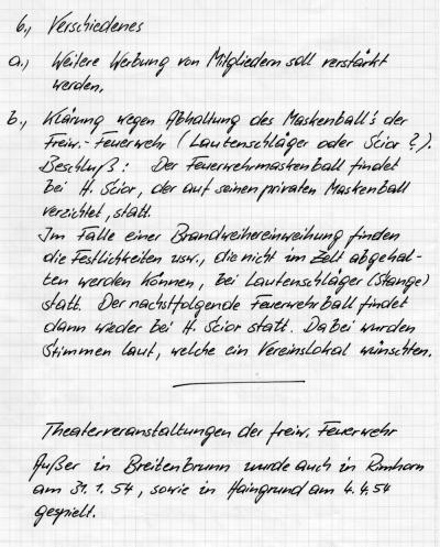 Jahreshauptversammlung 1954