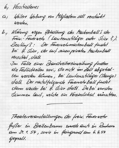 Jahreshauptversammlung 1954